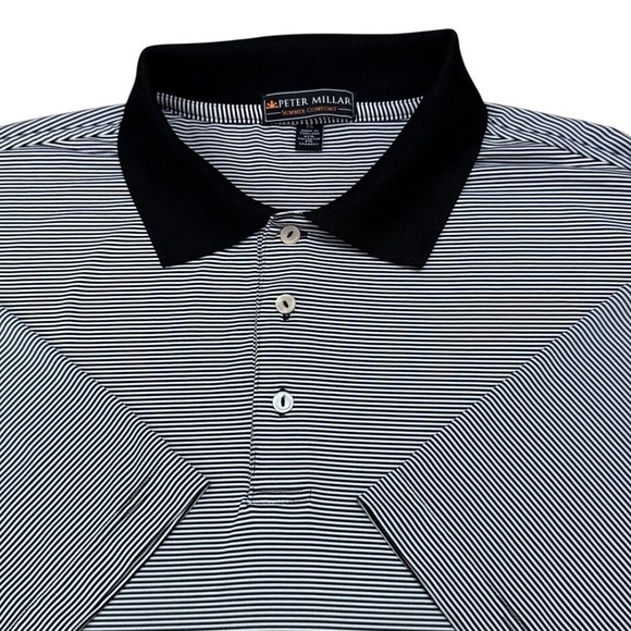 Peter Millar Other - Peter Millar Summer Comfort Performance Polo Shirt Mens XL Black White Striped